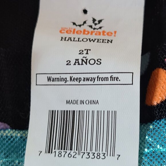 TODDLER GIRL POLKA DOT & STRIPES PINK BLACK WITH DRESS HALLOWEEN COSTUME -2T - Picture 2 of 7